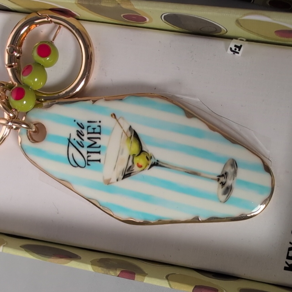 Piper K Tini Time Key Chain & Bag Charm Martini Olive - Picture 3 of 5